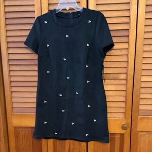 Elegant Black Mini Dress with Floral Gem Accents